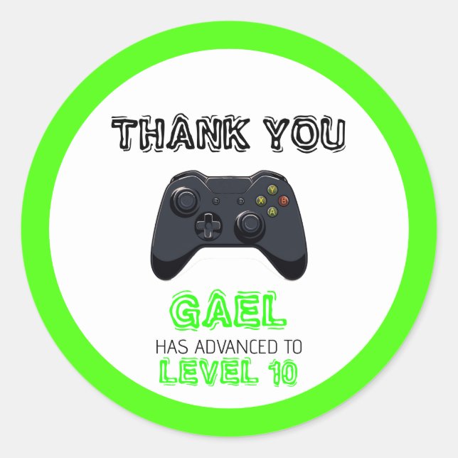 Sticker Rond Vidéo verte Jeu Camion Anniversaire (Devant)