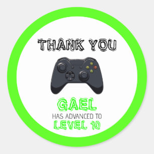 Sticker Rond Vidéo verte Jeu Camion Anniversaire