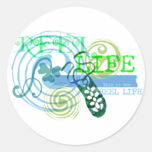 Sticker Rond Vie de bobine en bleu
