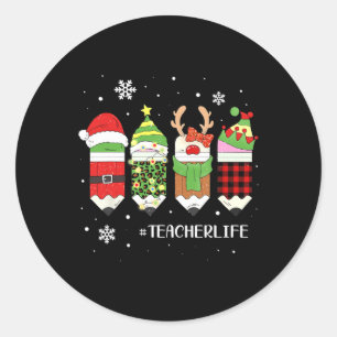 Sticker Rond Vie de Noël Noël Noël Noël Paid Père Noël Elf Rein