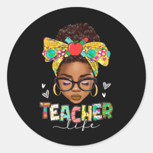 Sticker Rond Vie d'enseignant Nœud désordonné Afro Afro-América
