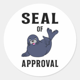 Sticker Rond Vie marine de phoque Animal Cute Sea Lion Seals Lo