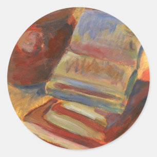 Sticker Rond Vie morte avec la peinture de livres