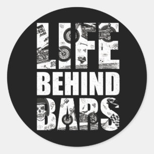 Sticker Rond Vie Moto Derrière Les Bars Chemise Moto Lover