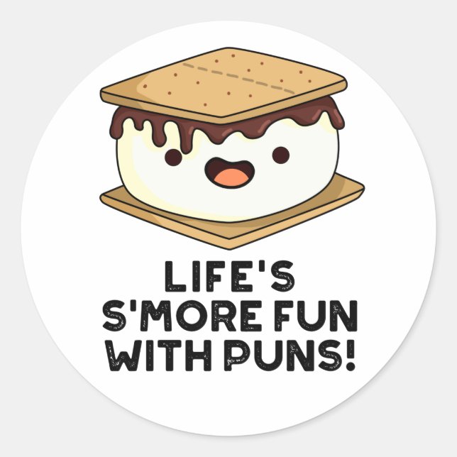 Sticker Rond Vie Plus Amusante Avec Puns Drôle Pun De Nourritur (Devant)
