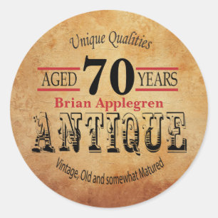 Sticker Rond Vieille, antique et Vintage 70e anniversaire Desig
