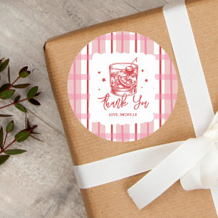 Sticker Rond Vieille Cerise Rouge sur le dessus Merci