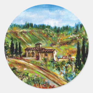 STICKER ROND VIEILLE FERME DANS CHIANTI - TOSCANE