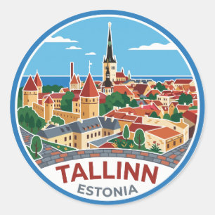 Sticker Rond Vieille ville de Tallinn Estonie