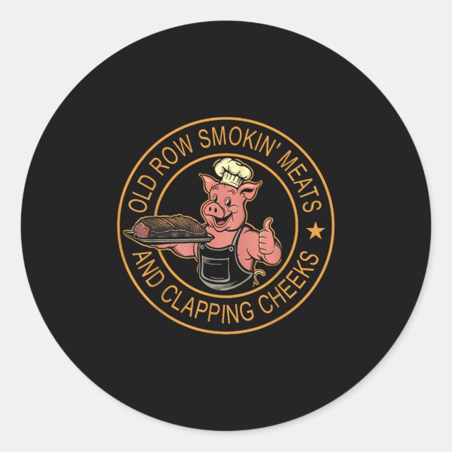 Sticker Rond Vielles Rangées Fumer Viandes Et Clapper Les Cheek (Devant)