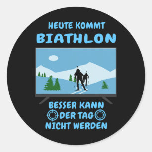 Sticker Rond Vient Aujourd'Hui Biathlon Sports D'Hiver Ski Biat