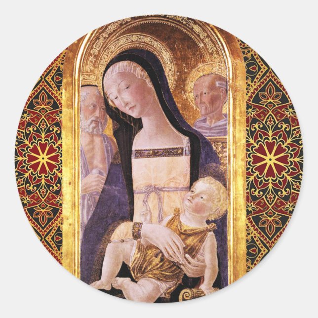 Sticker Rond VIERGE AVEC ENFANT ET SAINTS par Neroccio, Noël (Devant)