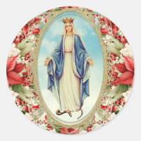 Vierge catholique de Noël Mary Poinsettias
