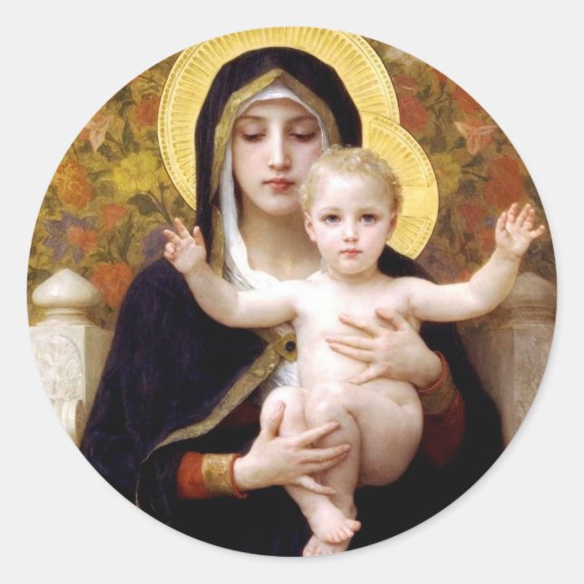 Sticker Rond Vierge des Lilies, William-Adolphe Bouguereau (Devant)