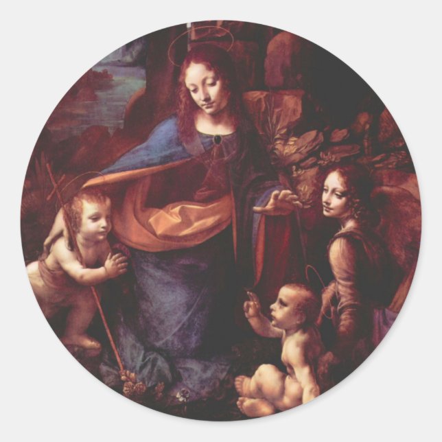 Sticker Rond Vierge des Rochers de Léonard de Vinci (Devant)