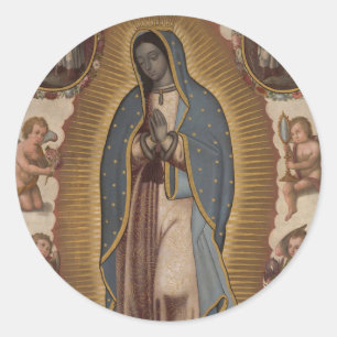 Sticker Rond Vierge espagnole religieuse Marie de Guadalupe