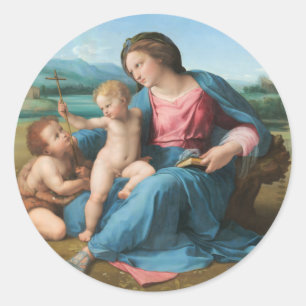 Sticker Rond Vierge et enfant