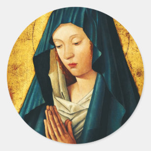 Sticker Rond Vierge Marie Hodegetria Icône Byzantine Catholique