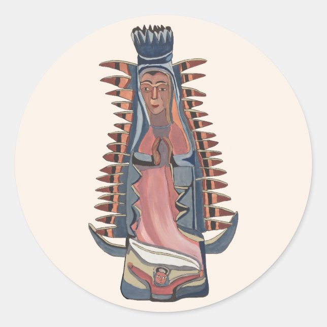 Sticker Rond Vierge Marie Notre Dame de Guadalupe peinture (Devant)