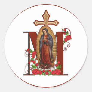 Sticker Rond Vierge Marie Religieux Guadalupe Catholique