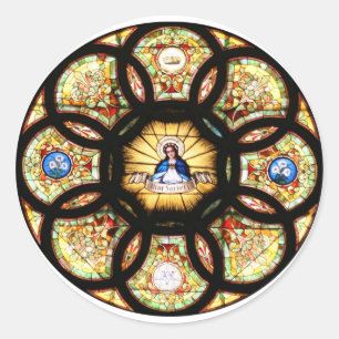 Sticker Rond Vierge Marie Vierge Vitrail