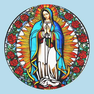 Sticker Rond Vierge Marie Vitre Vitrée Vitre Vitre Catholique S
