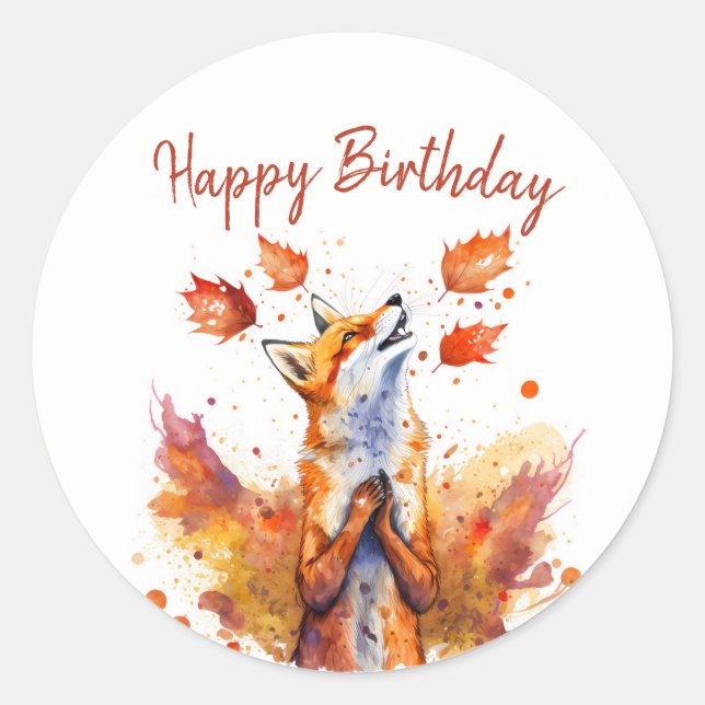 Sticker Rond Vies d'automne Fox - Anniversaire (Devant)