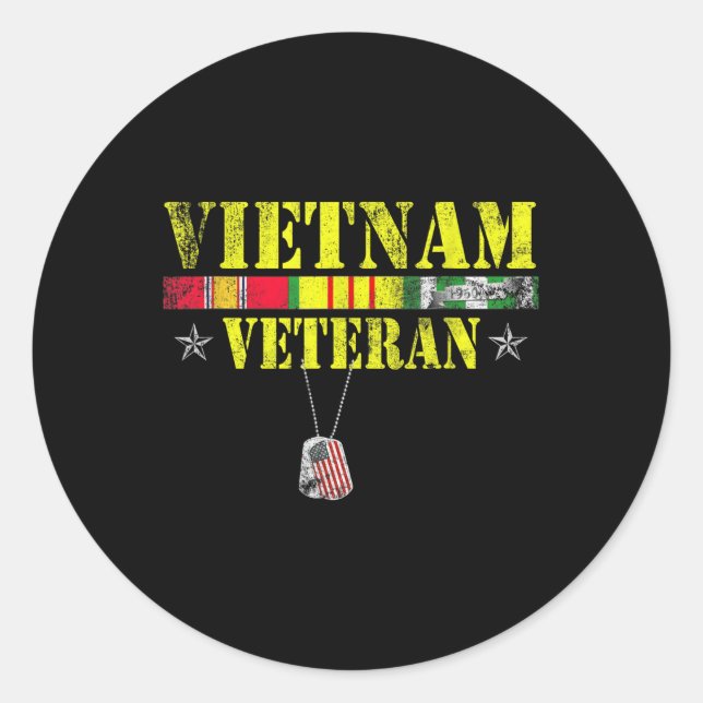 Sticker Rond Viêt-nam Dogtag Memorial Patriotic (Devant)