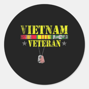 Sticker Rond Viêt-nam Dogtag Memorial Patriotic