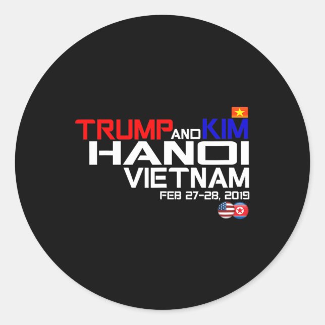 Sticker Rond Vietnam Suummit Kim And Trump T Shirt  (Devant)