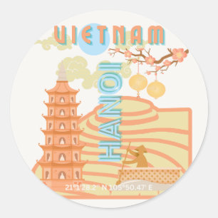 Sticker Rond Vietnam Travel Art