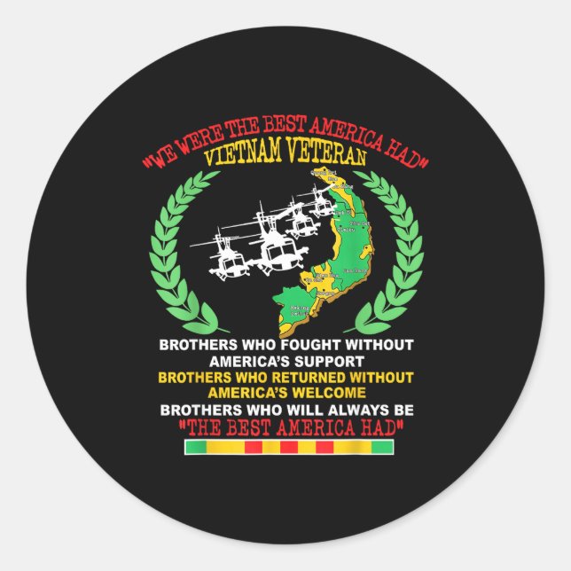 Sticker Rond Vietnam Veteran We Were The America Had Map Helico (Devant)