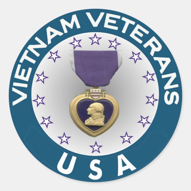 Sticker Rond Vietnam Vétérans de USA Purple Heart (Devant)