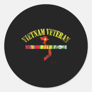 Sticker Rond Vietnam Vétérinaire Drapeau Usa Patriotique