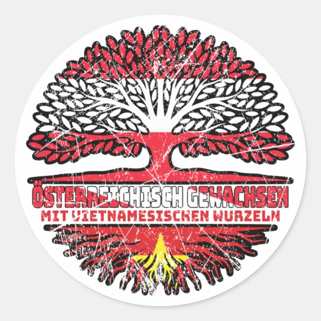Sticker Rond Vietnam Vietnamien Autrichien Autriche (Devant)