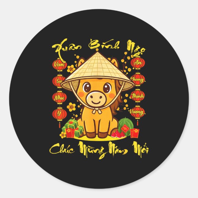 Sticker Rond Vietnamese Lunar New Year - Tet 2026 Year Of The H (Devant)