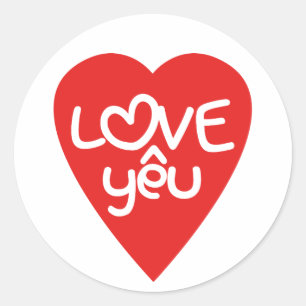 Sticker Rond Vietnamien Valentine ♥ Love Yêu ♥ Asian Wordplay