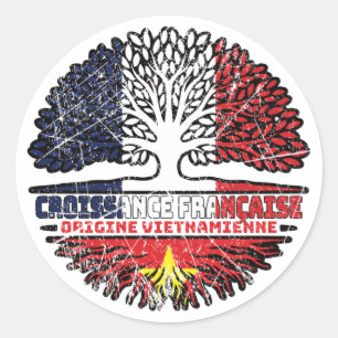 Sticker Rond Vietnamien Viêt-Nam Français drapeau français des 