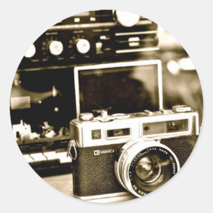 Sticker Rond Vieux appareil photo