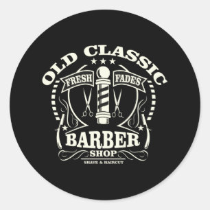 Sticker Rond Vieux barbier classique