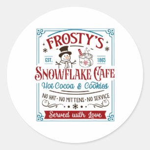 Sticker Rond Vieux café Frosty's Snowflake Café Lover