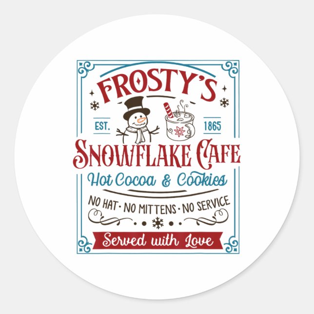 Sticker Rond Vieux café Frosty's Snowflake Café Lover (Devant)