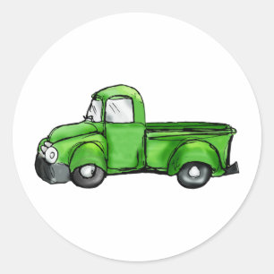 Sticker Rond Vieux camion pick-up vert