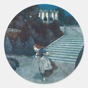 Sticker Rond Vieux Conte de Fées, Cendrillon par Edmund Dulac