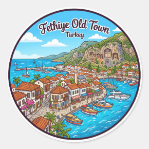 Sticker Rond Vieux Fethiye (Paspatur) Turquie