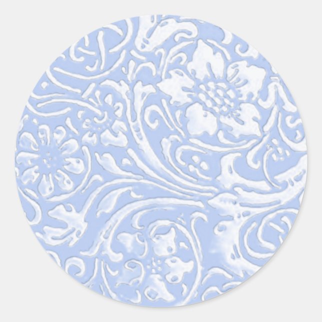 Sticker Rond Vieux floral, bleu (Devant)