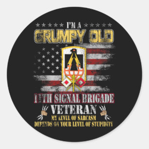 Sticker Rond Vieux grumpy 11e Signal Brigade Vétérinaire US Vét