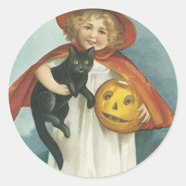 Sticker Rond Vieux Halloween Jolly Little Witch (Devant)
