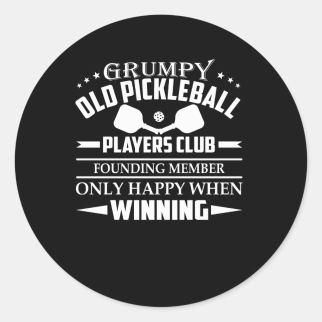 Sticker Rond Vieux joueurs de Pickleball grincheux Club heureux (Devant)