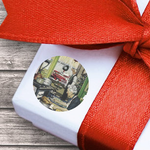 Sticker Rond Vieux mode Maison de cuisine Noël